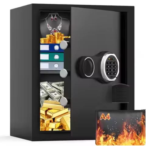 2.4 Cubic Feet Fireproof Waterproof Safe Box for Home Use Digital Security Safe with LED Backlit Key