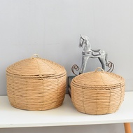 Desktop Rattan Storage Basket Hand-Woven Toy Storage Basket Household Straw Basket