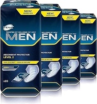 TENA for Men Level 2 Guard for Men, Super Absorbency Incontinence Protector (4 Pack of 80 Count)