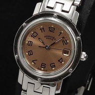 HERMES愛瑪士舊款石英三文魚色錶盤女士手錶 CL4.210