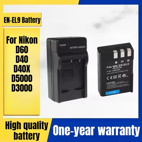 EN-EL9 EN-EL9a Camera Battery, Charger for Nikon D60 D40 D40X D5000 D3000 Digital Camera 7.4V 1200mA