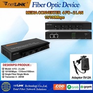 Fiber Optic Media Converter 4 FO 2 LAN 10/100 Mb/s Netlink