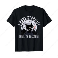 I Have Stability Ability To Stab Cemetery Black Cat T-Shirt Prevailing Tee Fashion Short Sleeves Spo