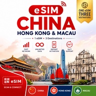 China, Hong Kong & Macau 5G eSIM | 1 eSIM 3 Destinations | Unlimited Data | Instant QR Delivery