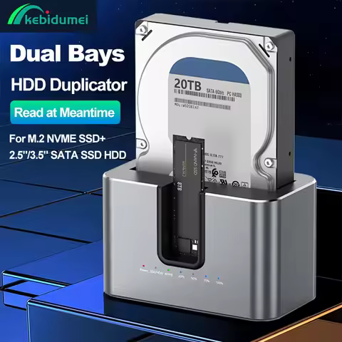 Dual Bays HDD Docking Station SATA to USB 3.0 Adapter for 2.5 3.5 HDD Disk Case M.2 NVME SSD Enclosu