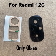 สำหรับ Xiaomi Redmi 12C กล้องด้านหลังสติกเกอร์ติดกาวฝาครอบกระจกพร้อมกรอบด้านหลัง22120RN86G ติดกาวแบบ