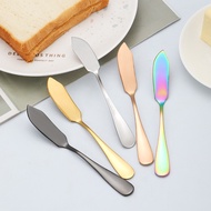 Ready Stock Stainless Steel Butter Knife Long Handle Jam Butter Spatula Western Tableware Cream Knurling Knife Kitchen Tools