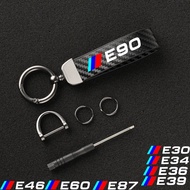 [Hesers]▫✳☍ High end Carbon Fiber Leather Car KeyChain 360 Degree Rotating Horseshoe key Rings For Bmw e30 e34 e36 e39 e46 e60 e87 e90 Car
