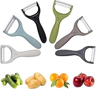 Trez Treamer 6-Pack Vegetable Peelers for Kitchen，Y Ceramic Peeler Safe Potato Peeler Set for Apple 