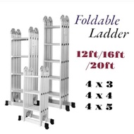 Foldable Ladder aluminum adjustable 4x3, 4x4, 4x5, 12ft, 16ft, 20ft