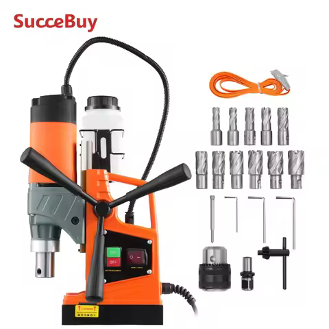 SucceBuy 11PCs Magnetic Drill Motor 1.6 in 1450W Boring Diameter 850RPM Speed 2810 lbf Portable Elec