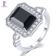 Lohaspie Jewelry Nhẫn bạc nguyên khối 52 carat chính hãng 925 Nhẫn đá Topaz Citrine Spinel đen tự nh