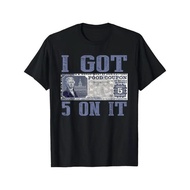 Cotton 1 Loose Fit Graphic T-Shirt-"I Got $5 On It" Streetwear Design With Vintage Currency Print Ca
