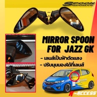 JAZZ GK กระจกมองข้าง ทรง Spoon สำหรับ JAZZ GK ดำ กระจกมองข้างแต่ง กระจกมองข้างสปูนแต่ง  กระจกมองข้าง