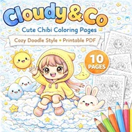 Cloudy & Co Cute Chibi Coloring Pages | Cozy Doodle Style | Printable PDF