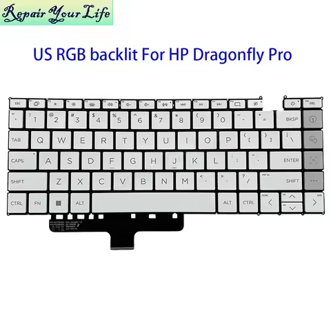 US English RGB Backlit Keyboard For HP Dragonfly Pro 2023 Colorful Backlight Laptop Teclado/Keyboard