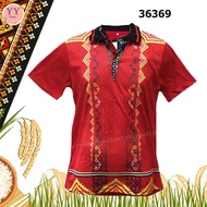 Unisex Baju Batik Collar Jersey Traditional Etnik Sabah Dusun