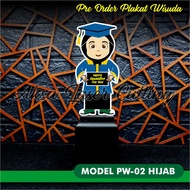 souvenir plakat wisuda tk/paud/sd/smp akrilik kayu model pw02 - hijab akrilik 2mm