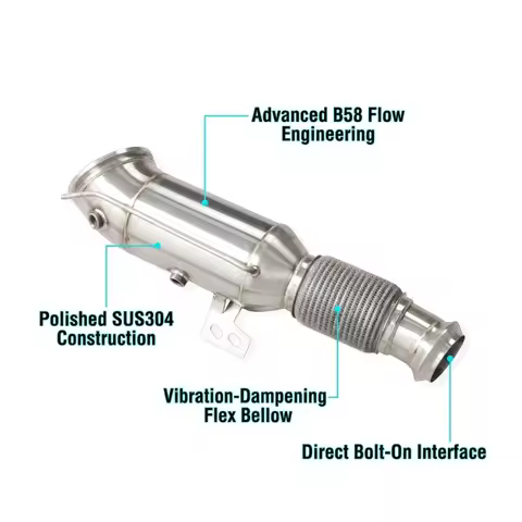 Factory Custom B58 Exhaust Downpipe for BMW 6 Series 640i GT G32 2018-2021 Stainless Steel Exhaust H