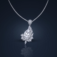 Crystal Pear Cut with Single Layered Marquise Moissanite Diamond Pendant