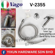 VAGO 1.2M S/STEEL HOSE WITH 100% BRASS SOCKET ABS MATERIAL TOILET BIDET SET V-2355 Hand Sprayer Toilet Bidet Set