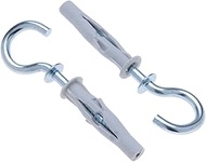 3.5x65mm Hook Screw with M6 6x35mm Wall Plug, Half Ring Eye Hook Screw with Plastic Stick, Self Tapp