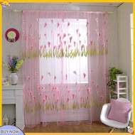 {uStuttg}  Flower Pattern Voile Rod Pocket Window Curtain Sheer Drape Home Bedroom Decor