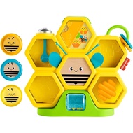 Fisher-Price Busy Activity Hive หยอดเหรียญในรังผึ้ง มีของเล่นไม้และกระดิ่งโลหะ ของเล่นเสริมพัฒนาการ 