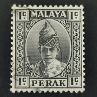 1939 Stamp Perak-Used Stamp-1c black & 2c green & 4c orange Sultan Iskandar