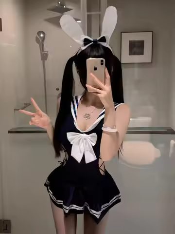 Women's Fashion Exotic Summer 2024 New Rabbit Girl Sweet and Cute Girl Style Striped Bow Decoration