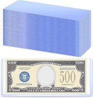 Sepamoon 60 Pieces Dollar Bill Sleeves, 6.9 x 2.95 Inch Hard Plastic Clear Currency Sleeves Waterpro