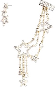 Gold-Tone 2-Pc. Set Pavé Star Stud Single Earring & Ear Climber, .85inches, 1.5inches, Brass Glass C
