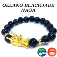 GELANG PRIA WANITA BATU GIOK HITAM BLACKJADE NAGA EMAS ASLI NATURAL BATU GIOK ASLI ALAM AKIK NATURAL