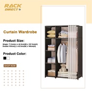 𝐑𝐚𝐜𝐤 𝐃𝐢𝐫𝐞𝐜𝐭 Single/Double Curtain Wardrobe Dust Cover Curtain Clothes Rack Wardrobe Multifunctional 