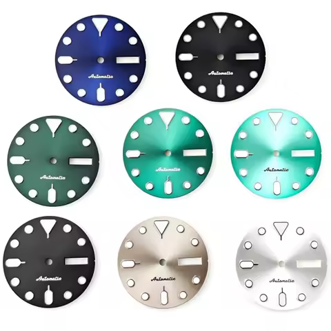 28.5mm No logo SKX Series Sunburst Watch Dial Case Mod Parts Green Lume Suitable for Seiko 5Sports N