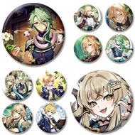 Genshin Impact Game Badge Amber Qiqi Kamisato Ayaka Wanderer Alhaitham Cosplay Figure Brooch Pins fo