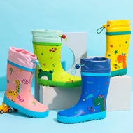 KY/💯Children's Cartoon Rubber Boots Dinosaur Mid-Calf Rain Boots Closed Shoe Cover Boys and Girls Primary School Student