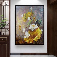 New model indochine lotus canvas print wall painting - 60 x 90 cm
