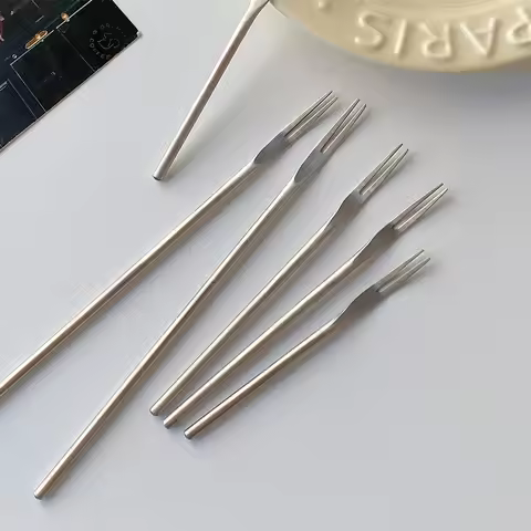 2PCS Stainless Steel Fruit Fork Food Picks Durable Reusable Forks Kitchen Accessories For Bento Snac