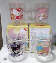 7-11  sanrio 情人節一套四款雙層汵熱玻璃杯連蓋全新有盒