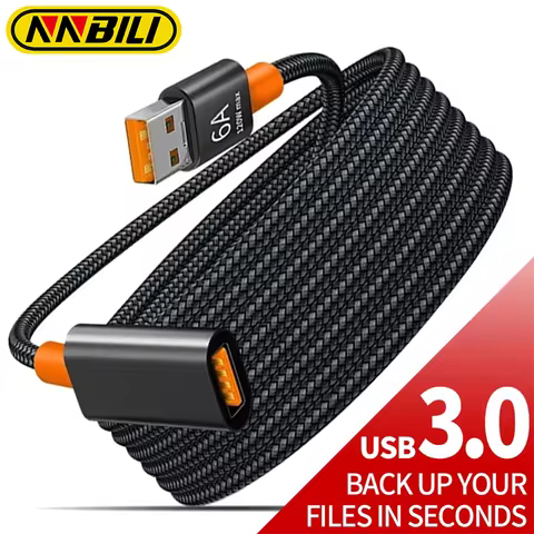 NNBILI 3.0/2.0 USB 6A Extension Cable for Smart Laptop PC TV Xbox One SSD Extension Cable Extender C