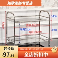 ST/🧿Home Xiaobo Thickened Kitchen Storage Rack Stainless Steel Floor Microwave Oven Storage Rack Oven Rack Storage Rack