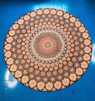 Thảm tập yoga tròn 1m8x1m8 in hoa văn đẹp bề mặt phủ nỉ đế chống trơn trượt