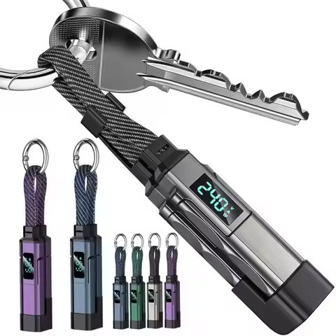 4 in 1 65W Keychain 65W Type C PD Fast Charging Cable with V/A/W Display with Portable Cord Portable