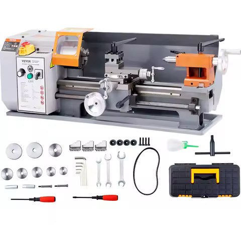 VEVOR Metal Lathe Machine 7.87''x13.78'' 50-2500RPM Continuously Variable Speed 600W with Tool Box f