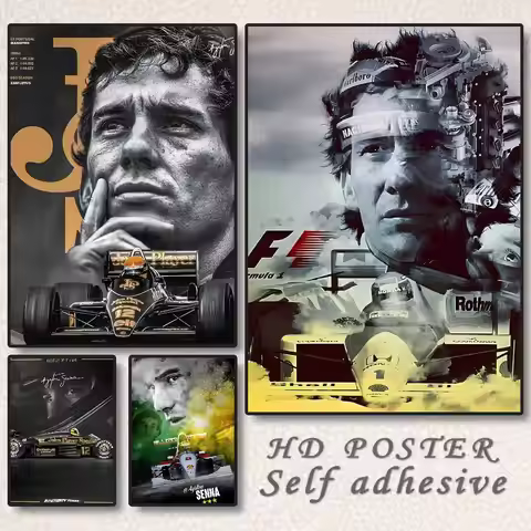 A-Ayrton Senna Formula Racing Poster Self-adhesive Art Waterproof Paper Sticker Coffee House Bar Dor