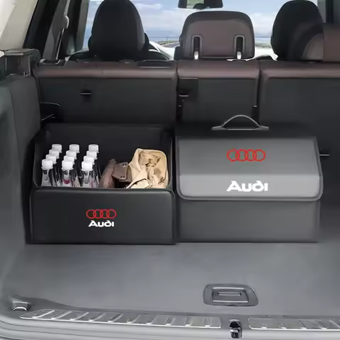 2025 Hot Car Trunk Storage Bag Organizer Leather Tidying Box Tools For Audi Q5 Q4 A4 A6 A7 A5 A3 Q3 