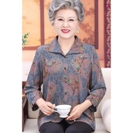 Grandma Clothes Spring Summer Clothes Shirts Elderly Clothes Loose Three-Quarter Sleeves Elderly Mot