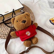 OKADY เตรียมพร้อมกระเป๋าตุ๊กตาหมีน่ารักสำหรับผู้หญิงกระเป๋าเป้สะพายหลังตุ๊กตาขนาดเล็กลายการ์ตูนนักเรียน