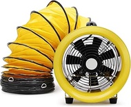 10 Inch Utility Blower Fan with 16.4 FT PVC Duct Hose, 3300 RPM Industrial Exhaust Fan, CE Certified